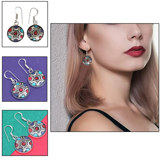 Added Nepali Jewelry Earrings For Women's Unisex , Handmade Earrings , Gift For Her , Red Coral , Tibetan Turquoise Jewelry Earrings