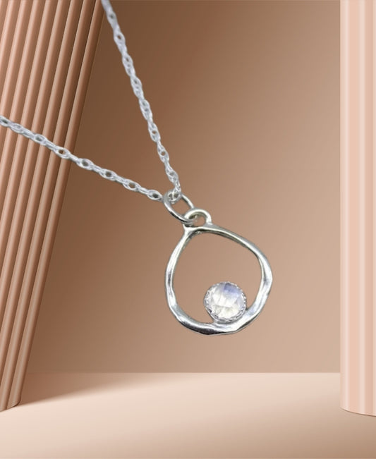 Natural moon stone necklace in 925 sterling silver for Gift for  Birthdays and anniversary