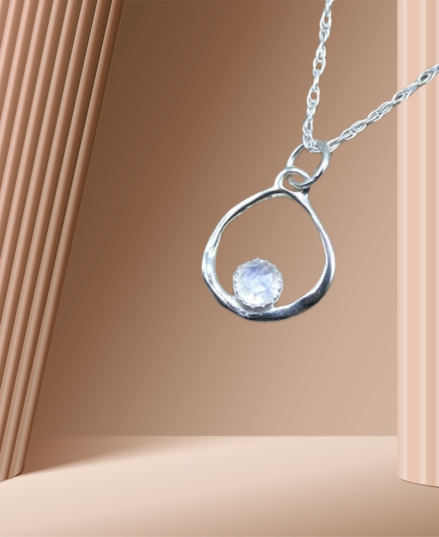 Natural moon stone necklace in 925 sterling silver for Gift for  Birthdays and anniversary