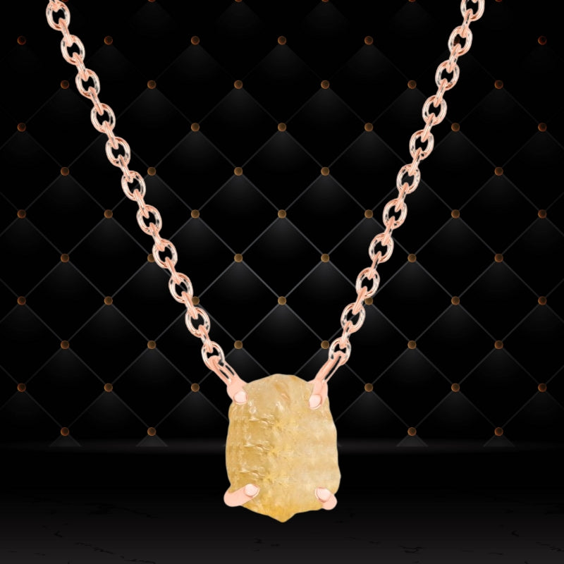 Genuine  Citrine Raw Crystal Necklace In 925 Sterling silver, Natural Handcrafted Necklace for Wedding & Anniversary