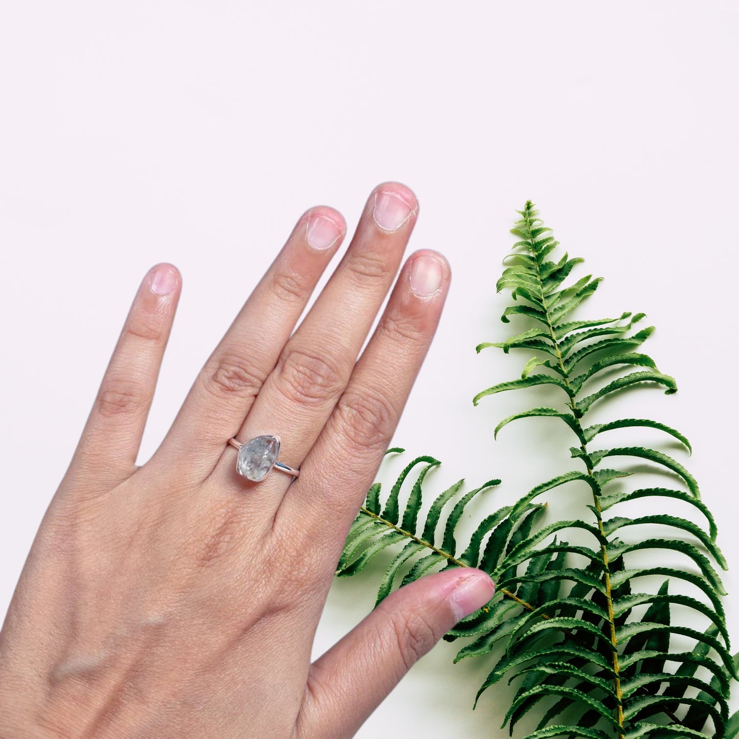 Clear Quartz stone  Ring, 925 Sterling Silver adjustable ring