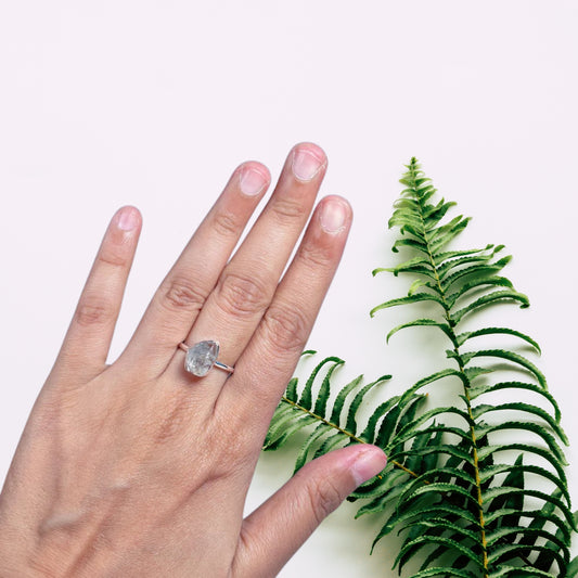 Clear Quartz stone  Ring, 925 Sterling Silver adjustable ring