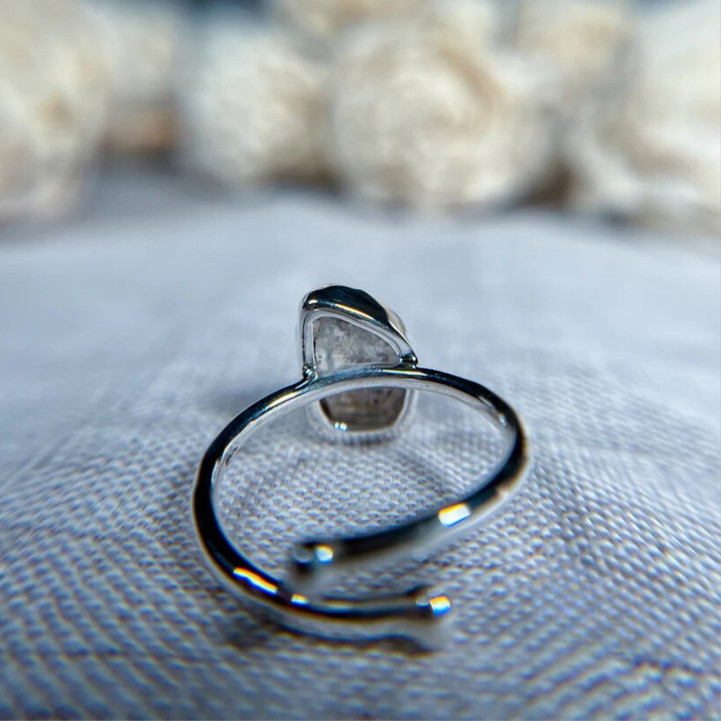 Clear Quartz stone  Ring, 925 Sterling Silver adjustable ring