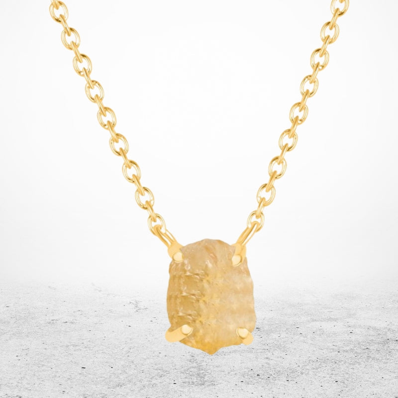 Genuine  Citrine Raw Crystal Necklace In 925 Sterling silver, Natural Handcrafted Necklace for Wedding & Anniversary