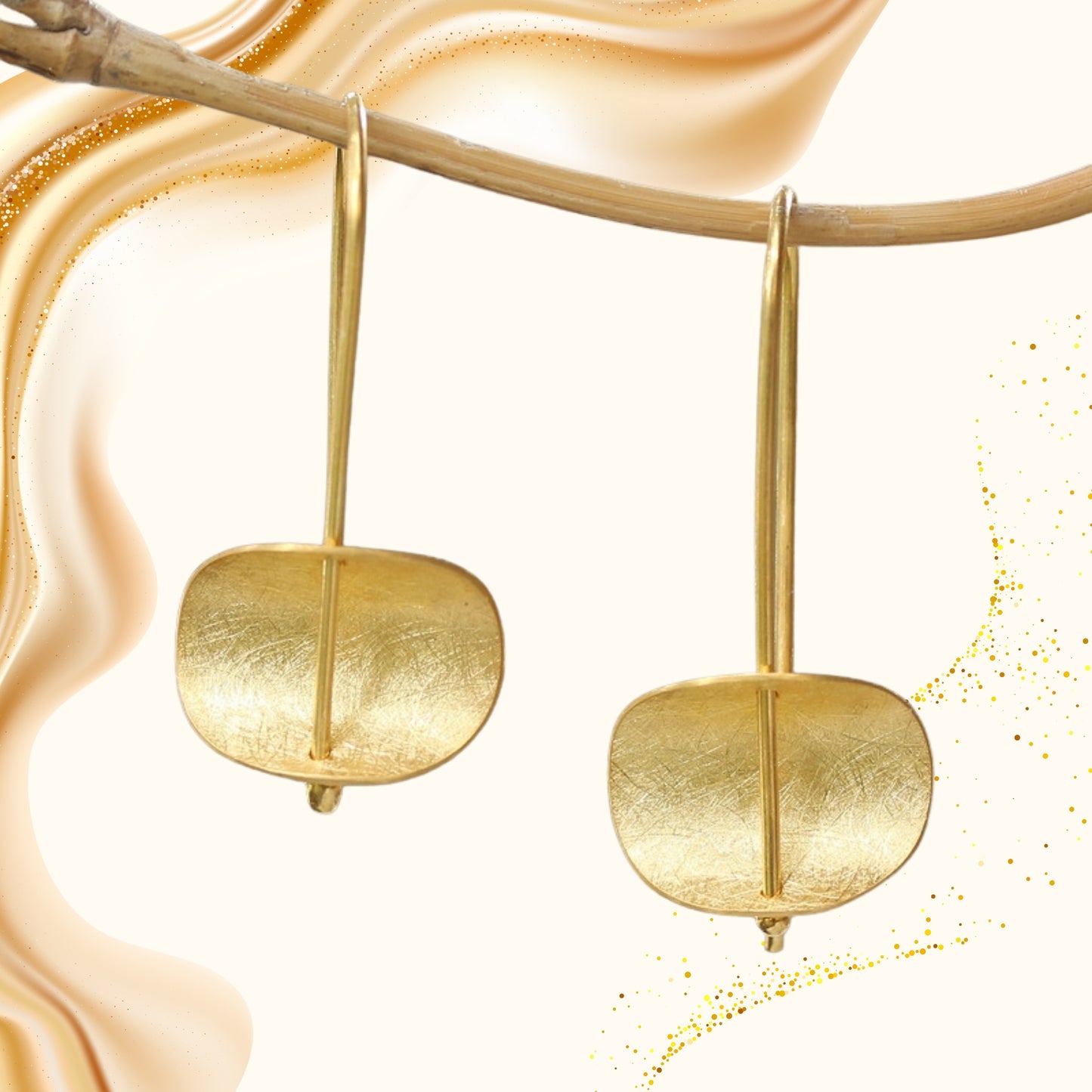 Modern 18k Gold Plated Sterling Silver Drop Earrings