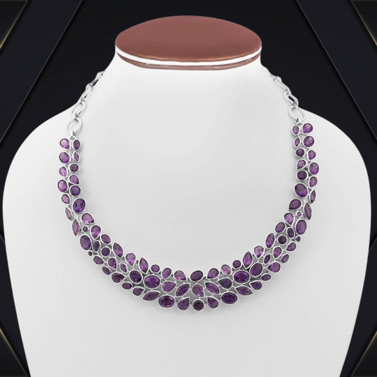 Attractive Amethyst Necklace In 925 Sterling Silver, Pear Shaped Stone Natural Handmade Jewelry For Wedding & Anniversary