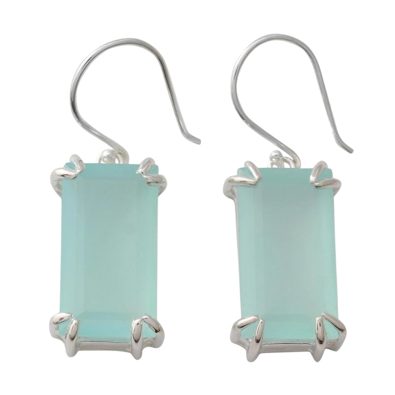 Handmade Chalcedony Dangle Earrings, Natural Handmade Jewelry For Wedding & Anniversary