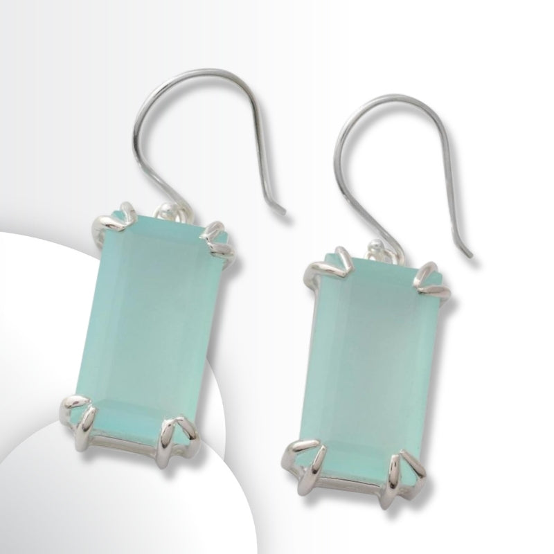 Handmade Chalcedony Dangle Earrings, Natural Handmade Jewelry For Wedding & Anniversary