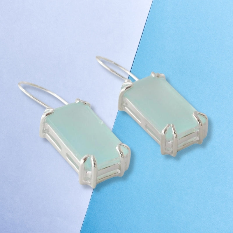 Handmade Chalcedony Dangle Earrings, Natural Handmade Jewelry For Wedding & Anniversary