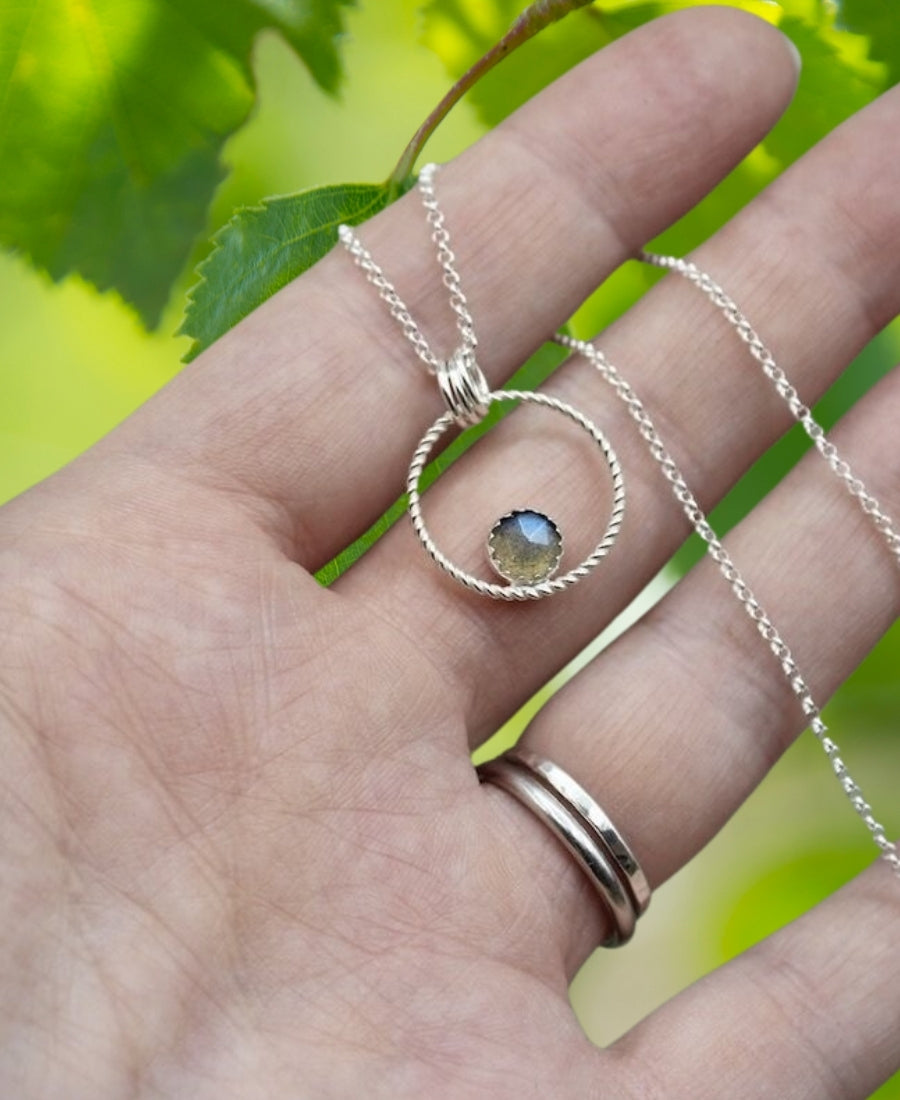 Genuine  Labradorite Gemstone Ethnic Style 925 Sterling Silver necklace for anniversary