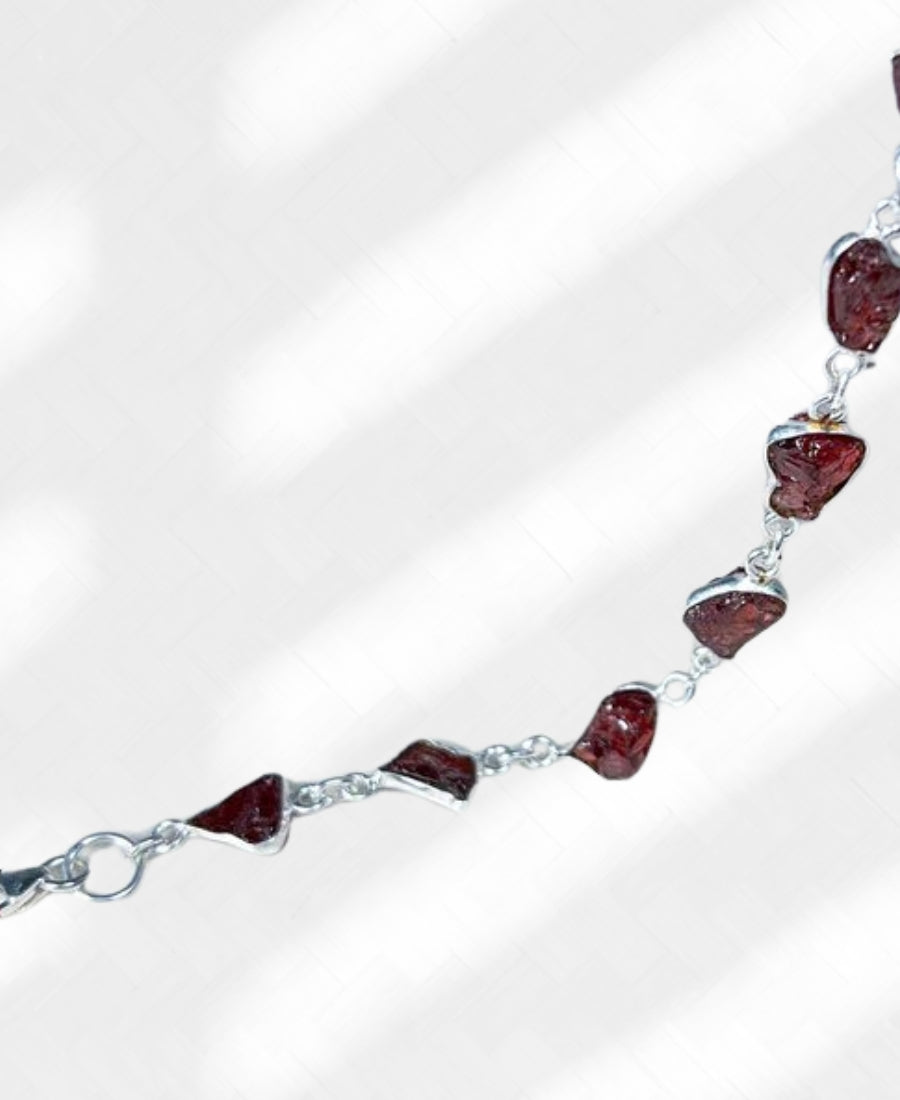 Red Garnet 925 Sterling Silver Gemstone Adjustable Bracelet, handmade Bracelet, Birthstone Bracelet