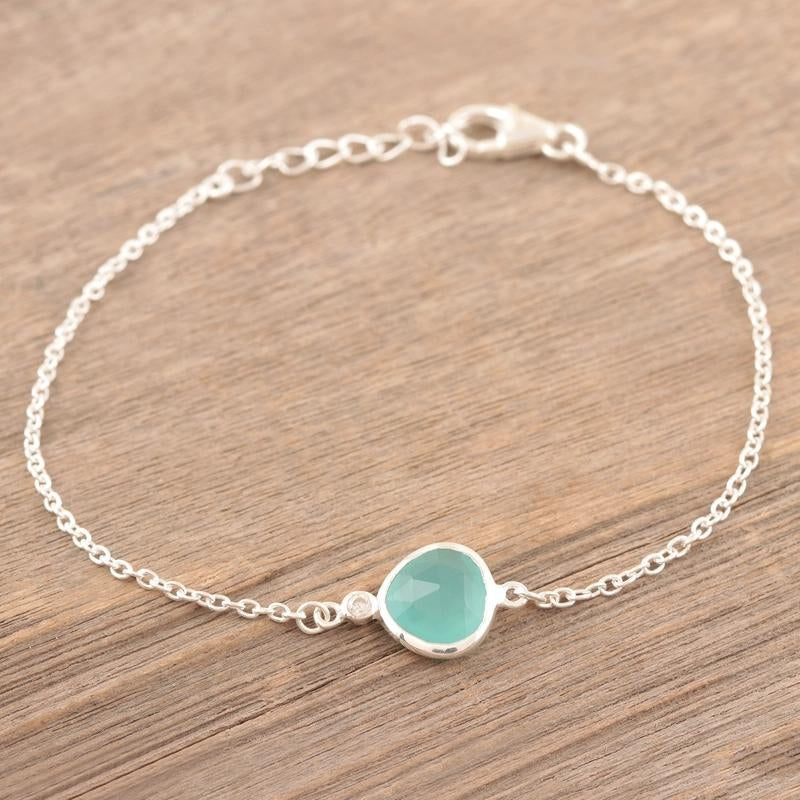 Handmade Sterling Silver Chalcedony Pendant Bracelet