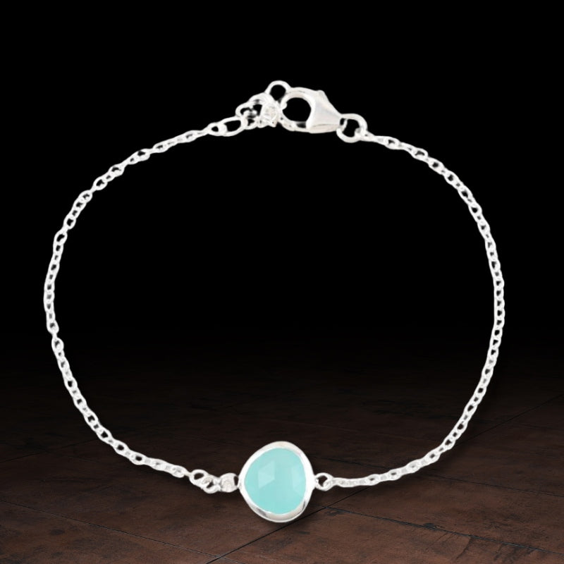 Handmade Sterling Silver Chalcedony Pendant Bracelet