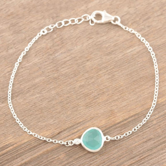 Handmade Sterling Silver Chalcedony Pendant Bracelet