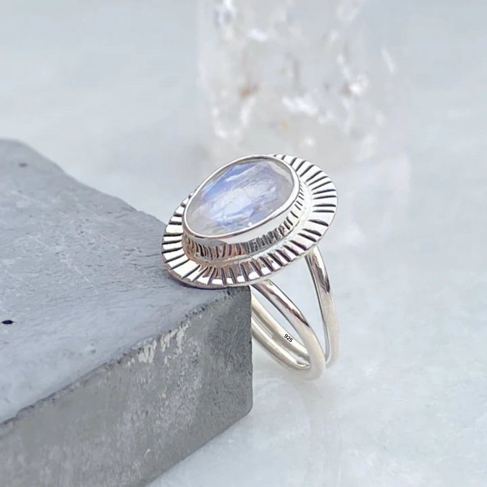 Moonstone double band ring