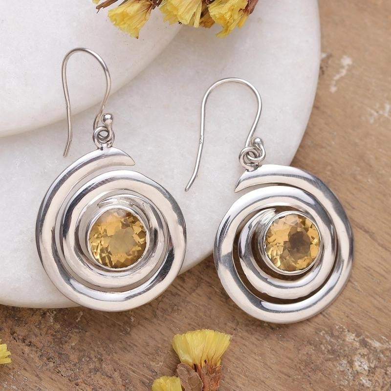 925 Sterling Silver and Faceted 5-Carat Citrine Dangle Earrings, Natural Handmade Earrings For Wedding & Anniversary