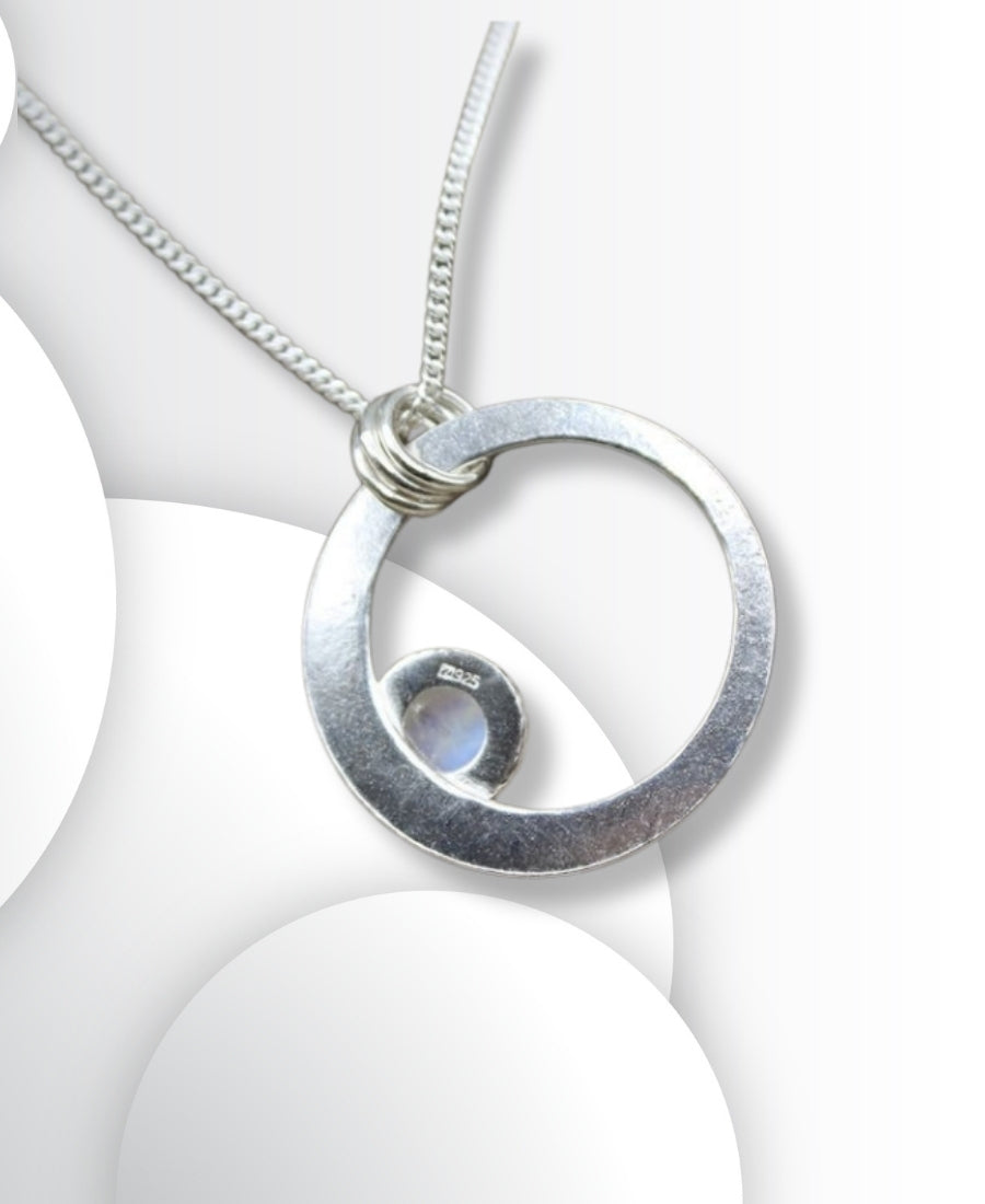 Genuine Moonstone Necklace •925 Sterling Silver Necklace • Rainbow Moonstone Jewellery • Handmade Silver Pendant