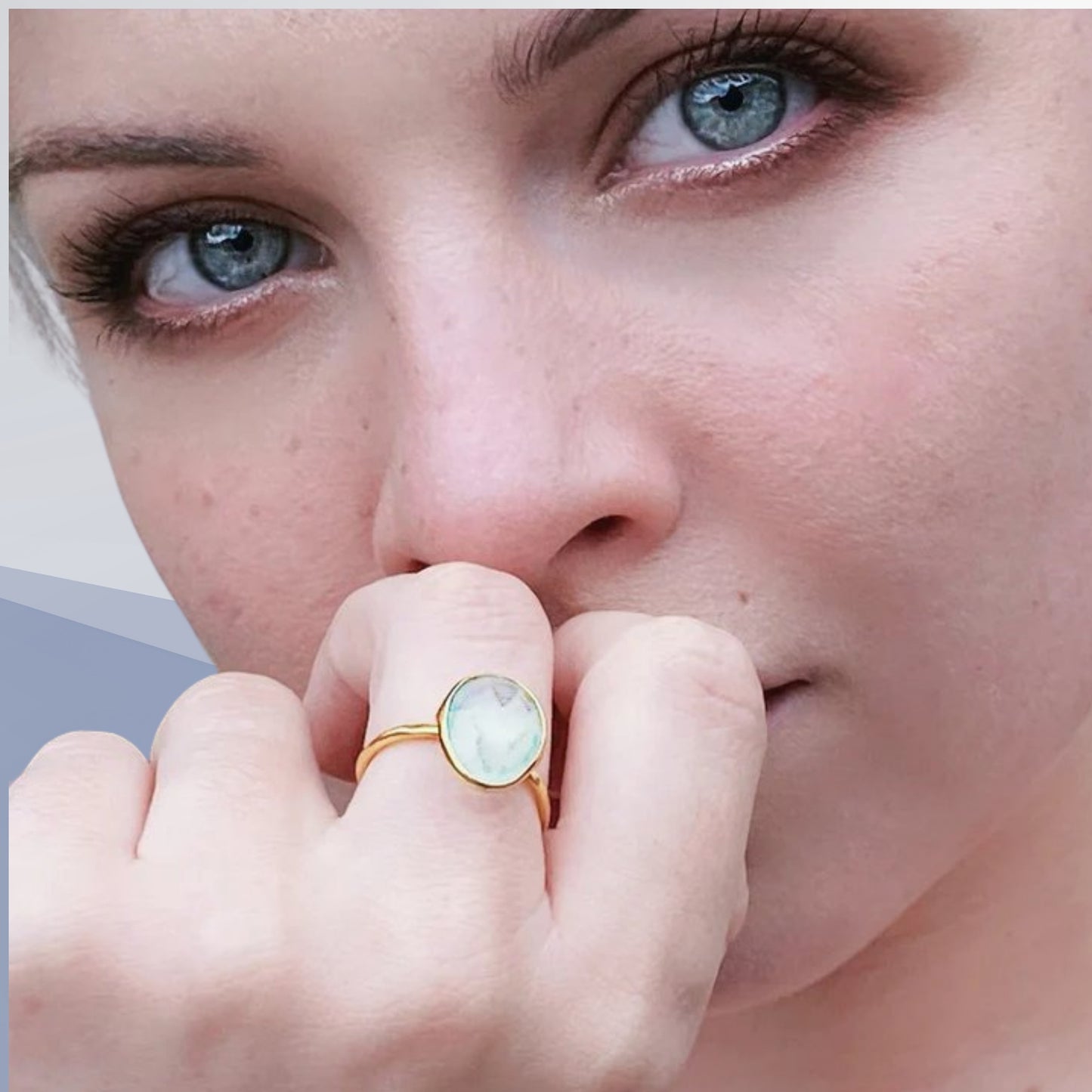 Solid 14K Gold, Genuine Aqua Stone ring, Natural Handmade Solid Gold Ring For Wedding & Anniversary