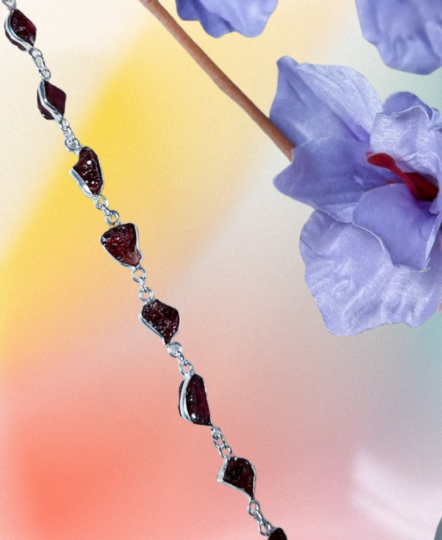 Red Garnet 925 Sterling Silver Gemstone Adjustable Bracelet, handmade Bracelet, Birthstone Bracelet