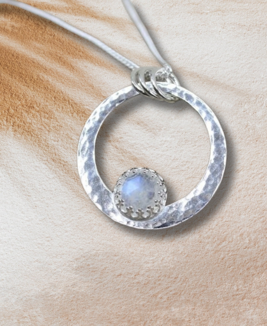 Genuine Moonstone Necklace •925 Sterling Silver Necklace • Rainbow Moonstone Jewellery • Handmade Silver Pendant