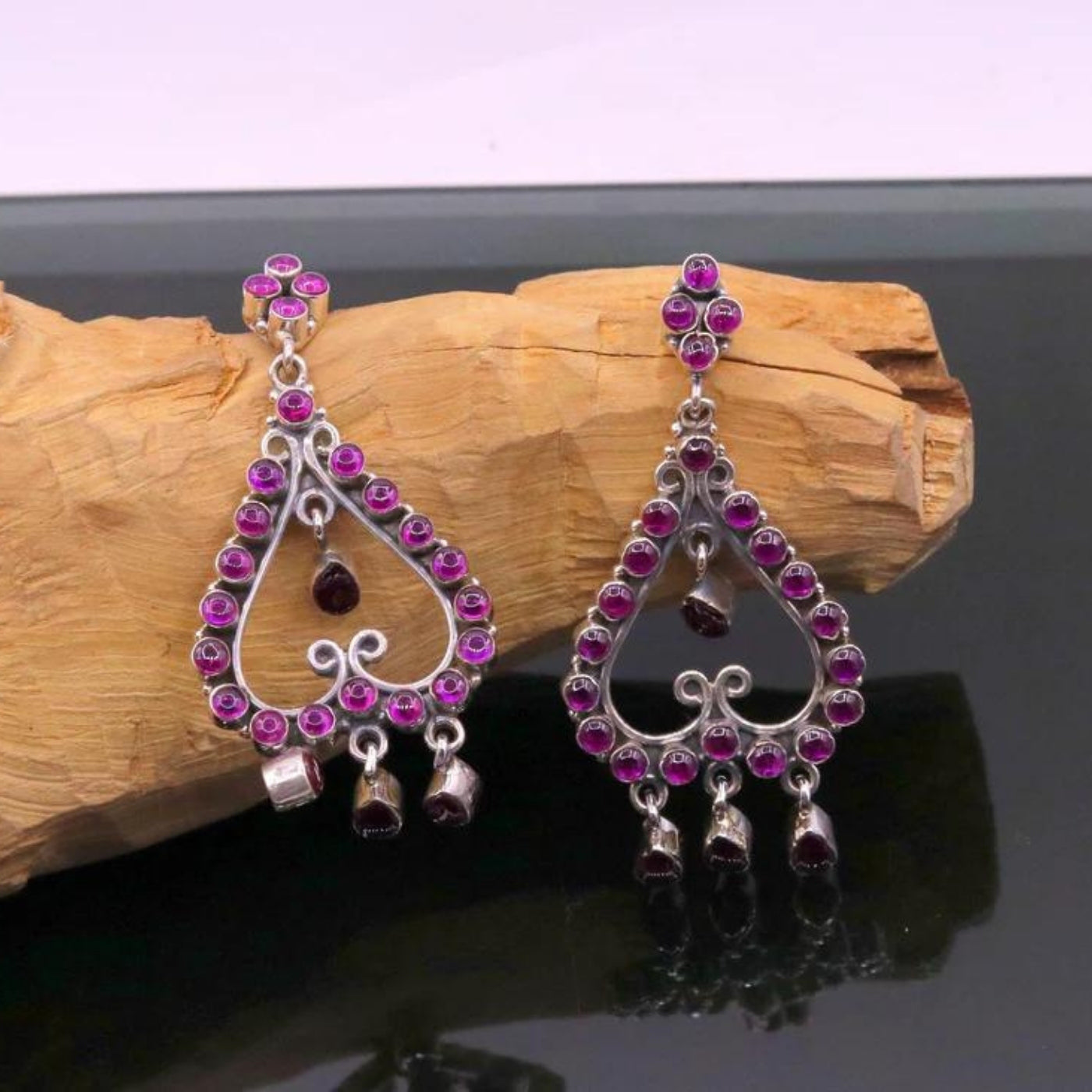 Pretty Attractive Purple amethyst cabcoun Handmade Drop Dangle Stud Earring In 925 Sterling Silver  Jewelry For Wedding & Anniversary