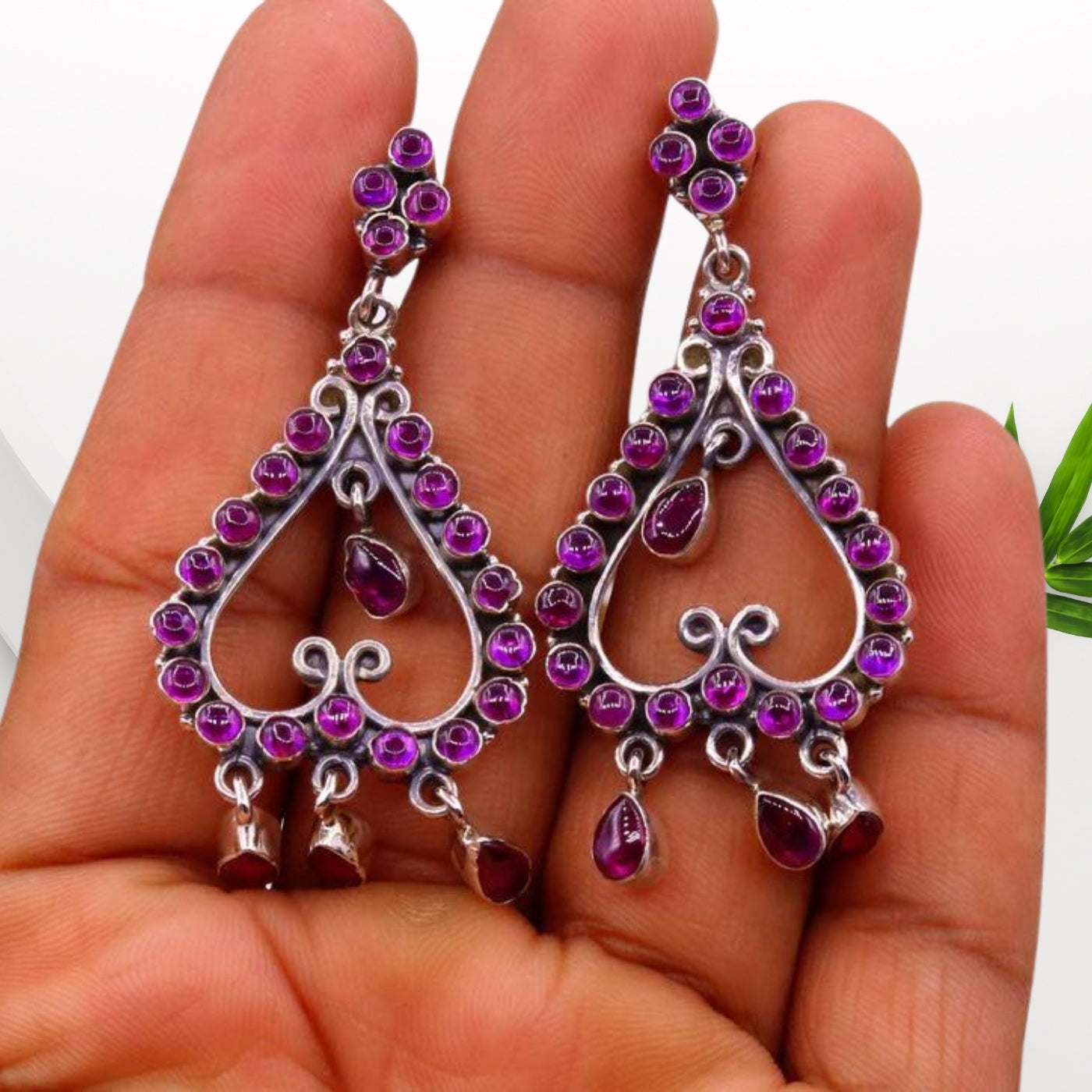 Pretty Attractive Purple amethyst cabcoun Handmade Drop Dangle Stud Earring In 925 Sterling Silver  Jewelry For Wedding & Anniversary