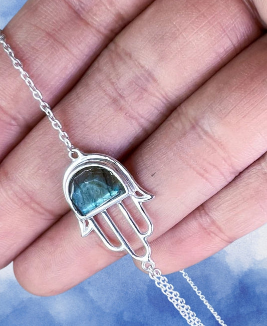 Silver pendant, 925 silver, pendant with light blue stone, glossy, gift