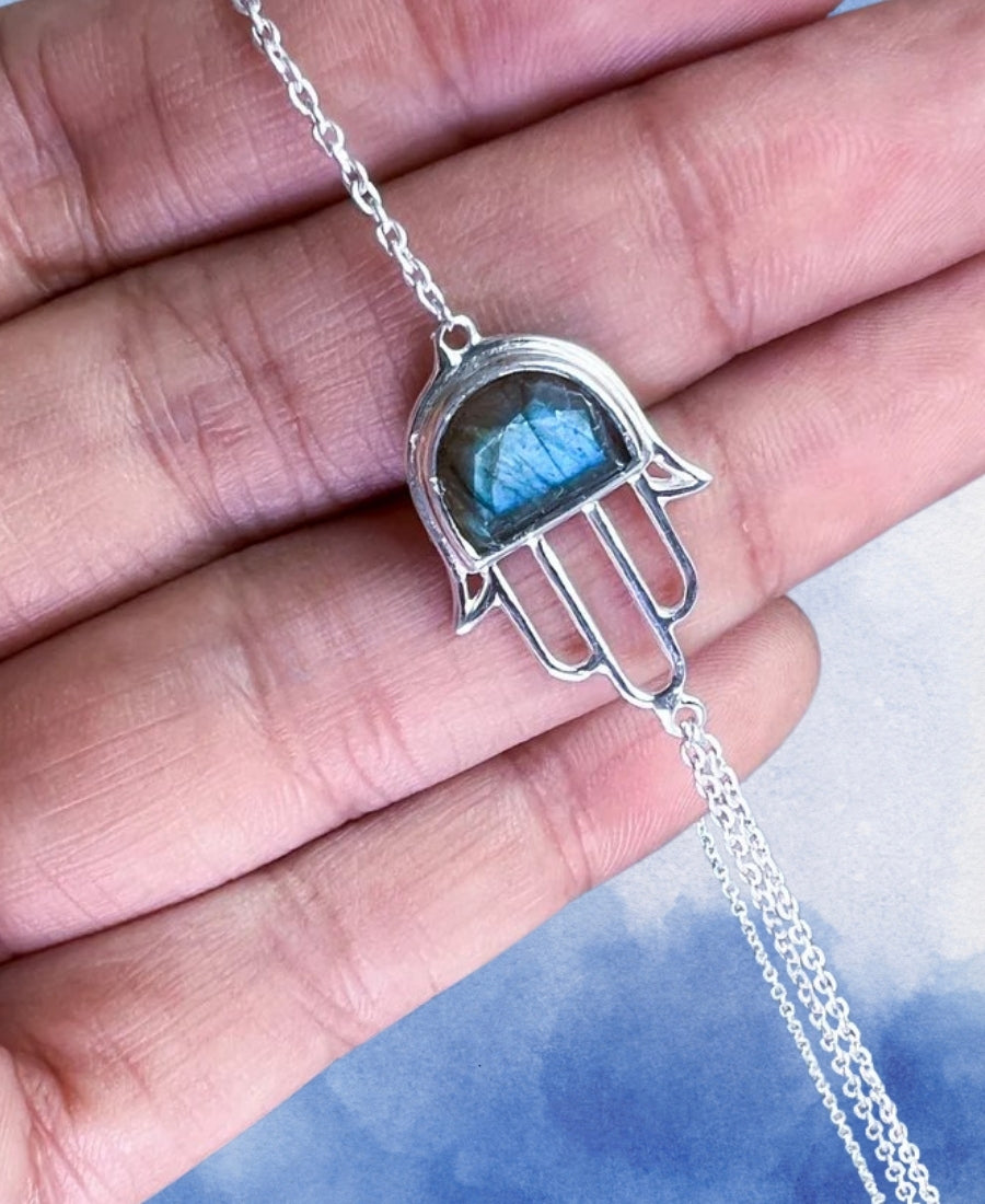 Silver pendant, 925 silver, pendant with light blue stone, glossy, gift