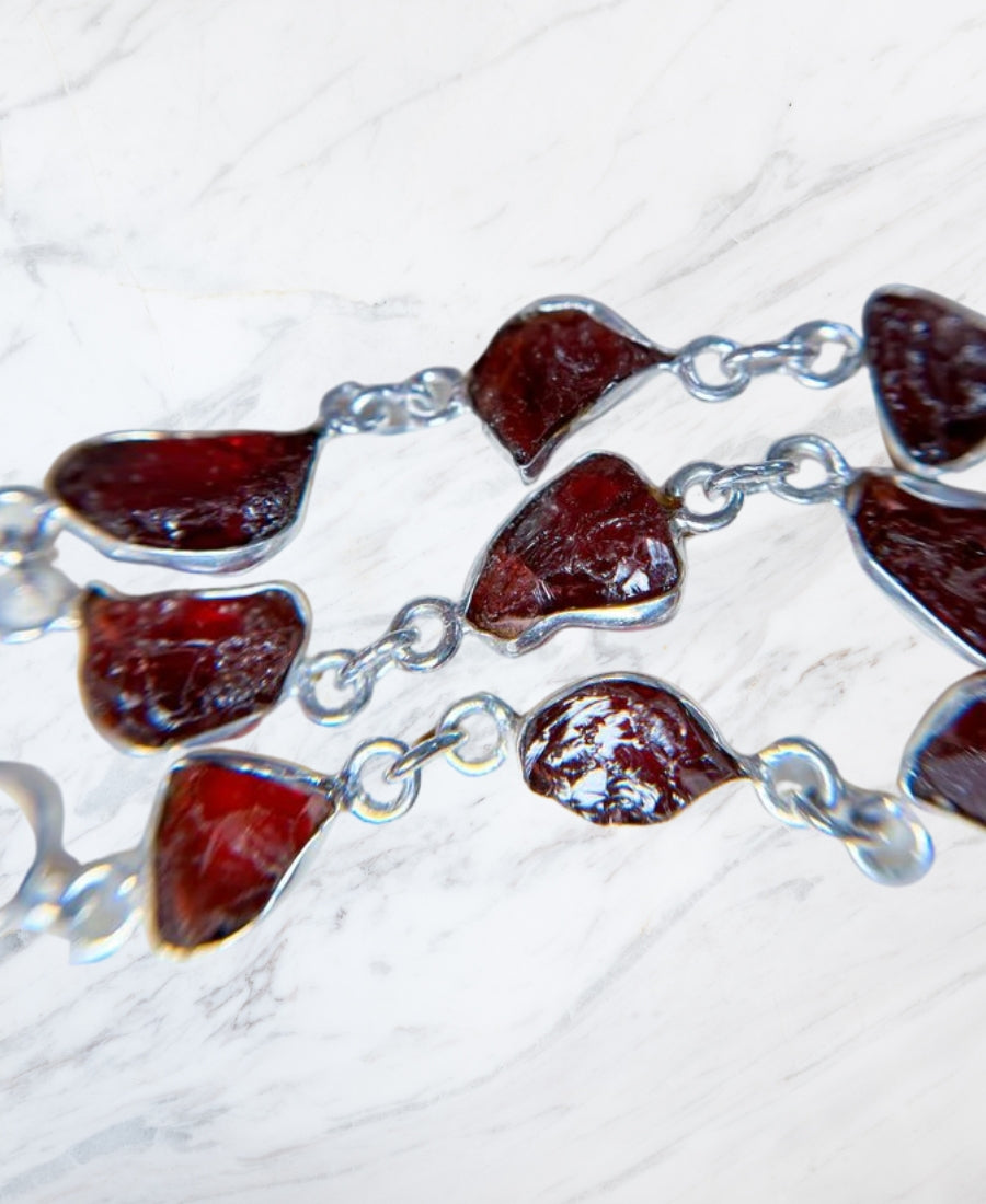 Red Garnet 925 Sterling Silver Gemstone Adjustable Bracelet, handmade Bracelet, Birthstone Bracelet