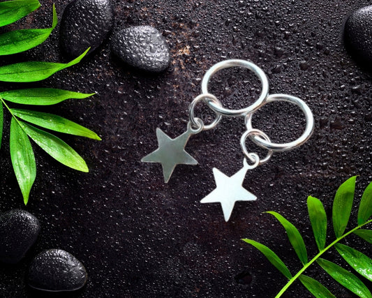 925 Sterling silver earrings with star Drop Earrings, Dangly Earrings, Contemporary Jewellery For Womens & Girls