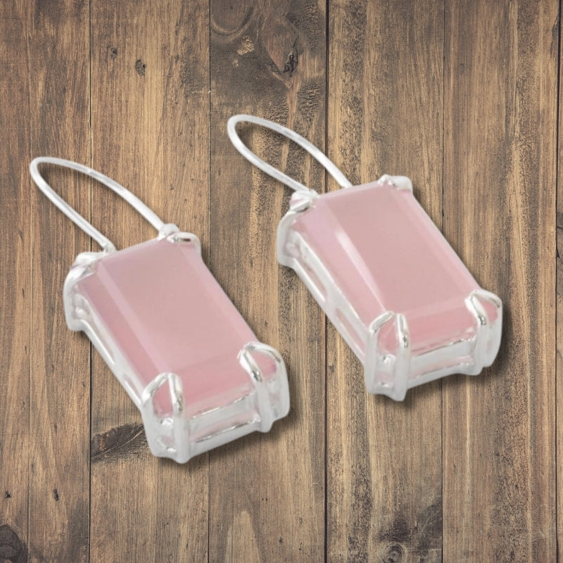 Hand Crafted Pink Chalcedony Earrings In 925 sterling silver, Natural Handmade Earring For Wedding & Anniversary