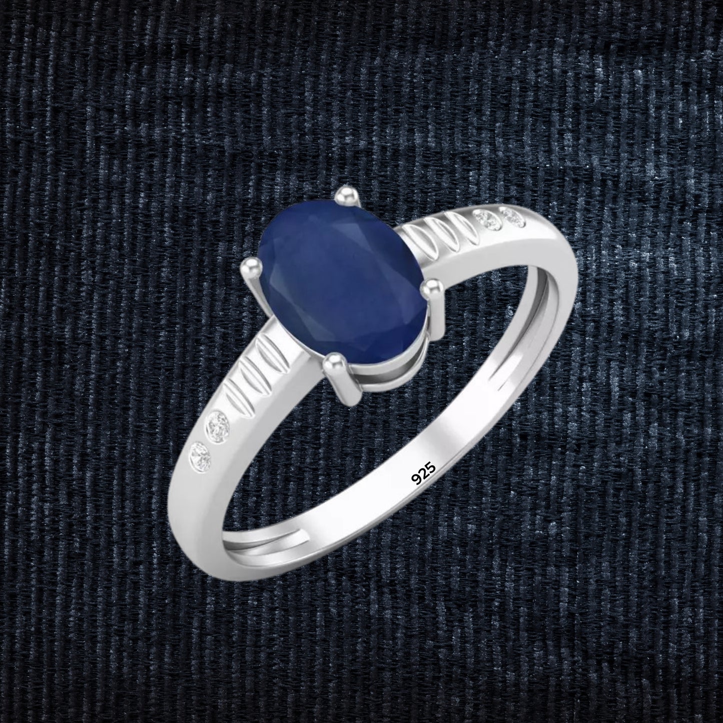 Oval Cut Blue Sapphire Gemstone Ring In 925 Sterling Silver, Natural Handmade Women Delicate Silver Ring For Wedding & Anniversary