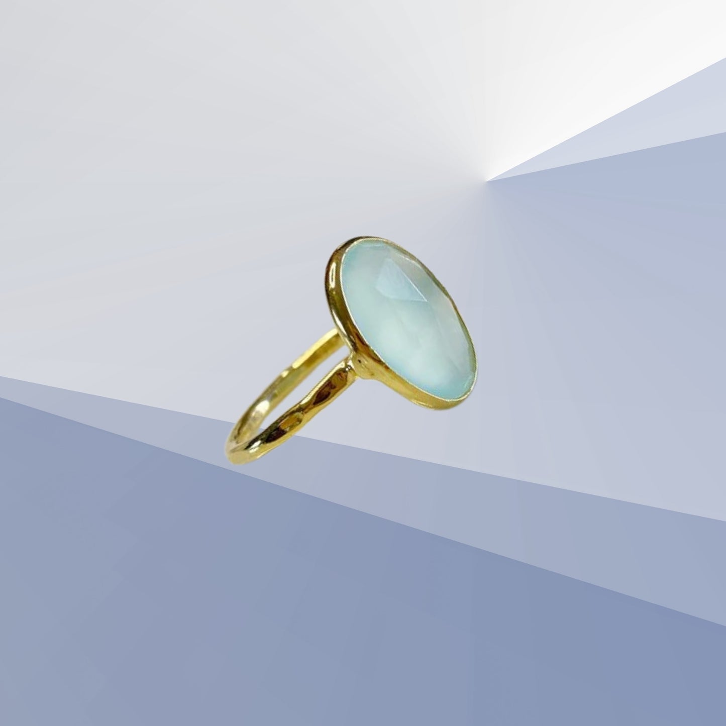 Solid 14K Gold, Genuine Aqua Stone ring, Natural Handmade Solid Gold Ring For Wedding & Anniversary