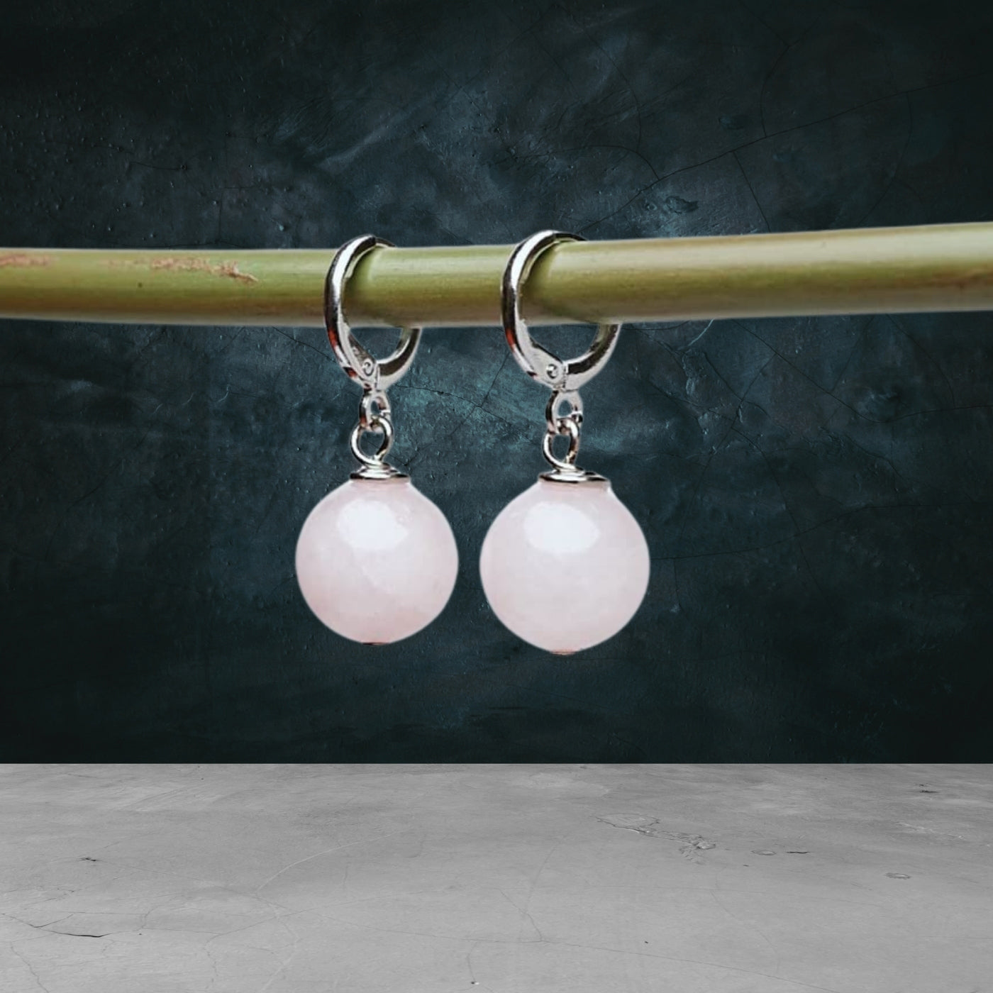 925 Sterling silver Rose quartz earrings, Natural gemstone Dangly Earrings, Contemporary Jewellery Wedding & Anniversary