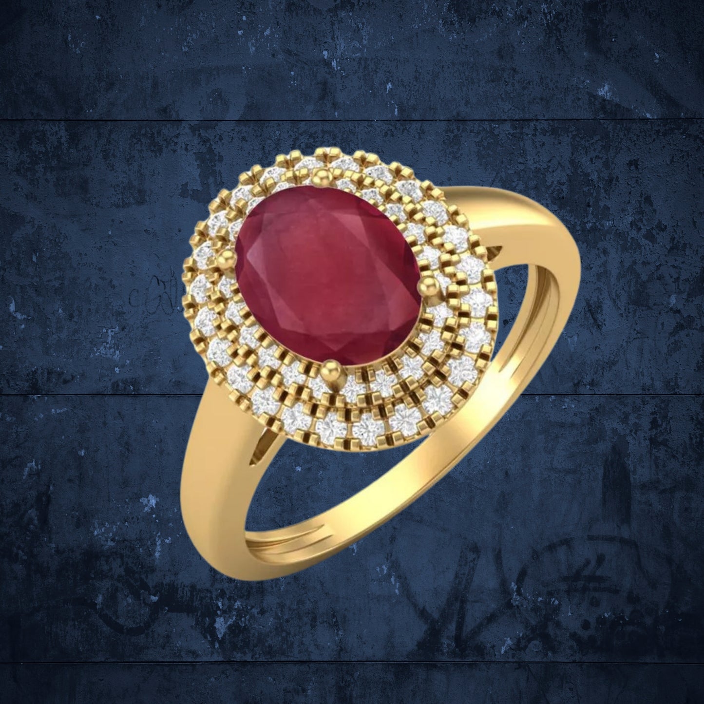 14k Gold Plated Halo Women's Ring, 925 Sterling Silver, Ruby Glass Filled Gemstone Ring, Natural Ruby Stone Ring.