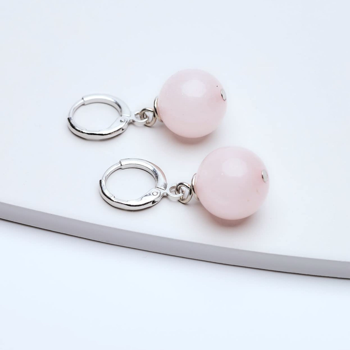 925 Sterling silver Rose quartz earrings, Natural gemstone Dangly Earrings, Contemporary Jewellery Wedding & Anniversary