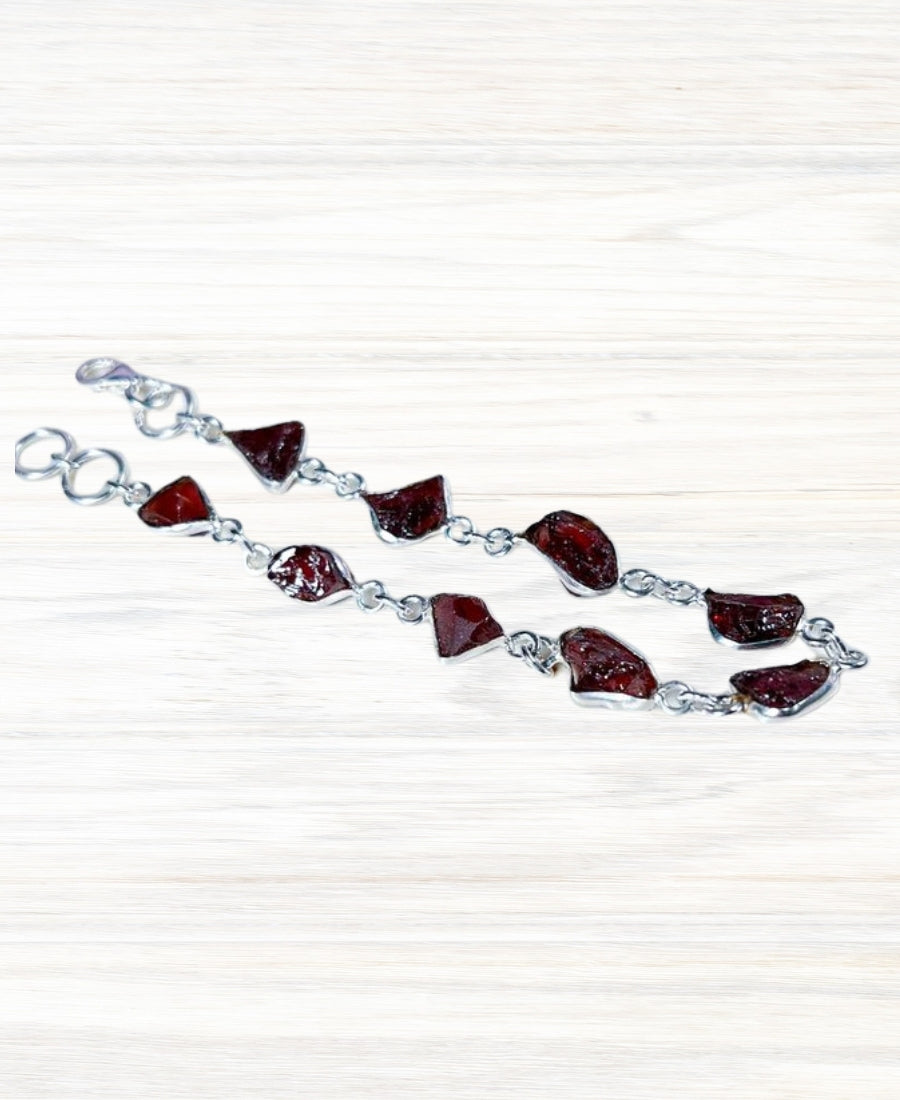 Red Garnet 925 Sterling Silver Gemstone Adjustable Bracelet, handmade Bracelet, Birthstone Bracelet