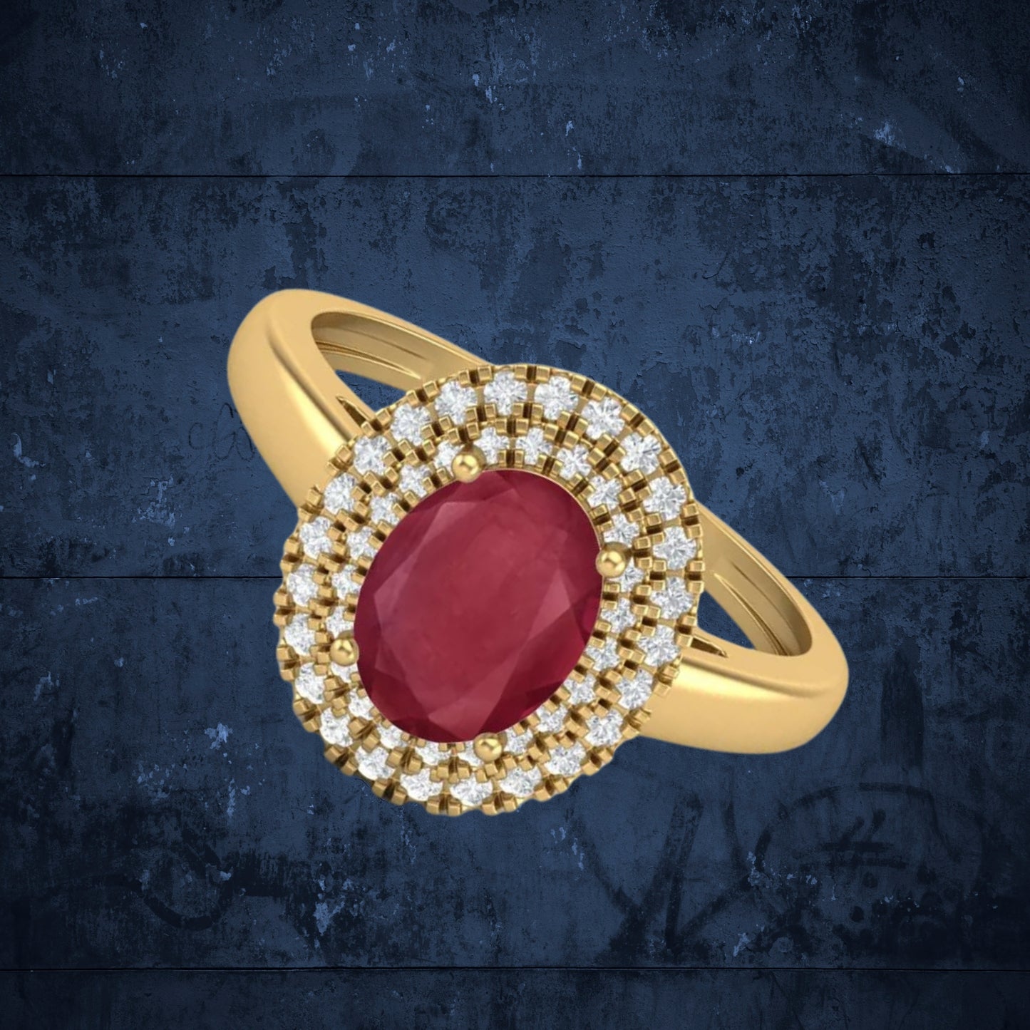 14k Gold Plated Halo Women's Ring, 925 Sterling Silver, Ruby Glass Filled Gemstone Ring, Natural Ruby Stone Ring.