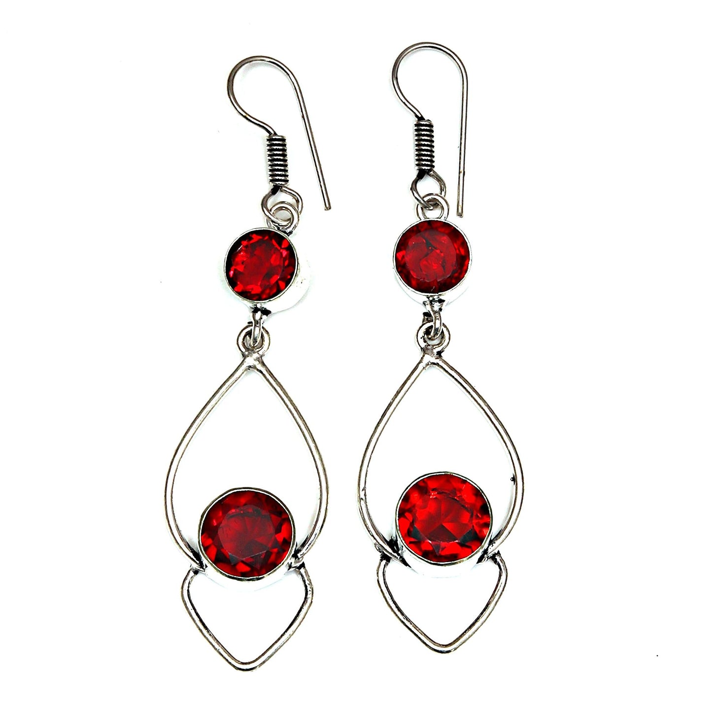 Earring Natural Mozambique Garnet Gemstone 925 Sterling Silver