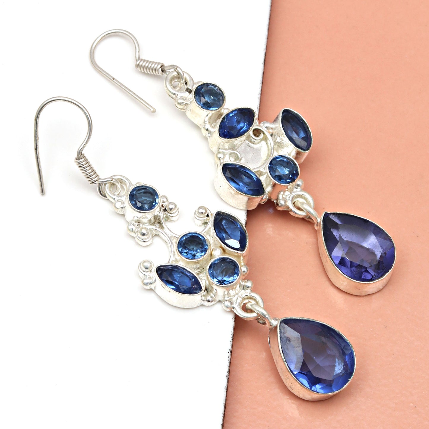 Earring Natural Tanzanite Gemstone 925 Sterling Silver