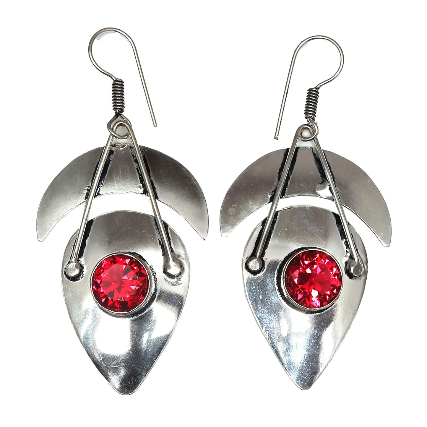 Red Garnet Gemstone Unisex Women's Gift For Her Silver Jewelry Earring