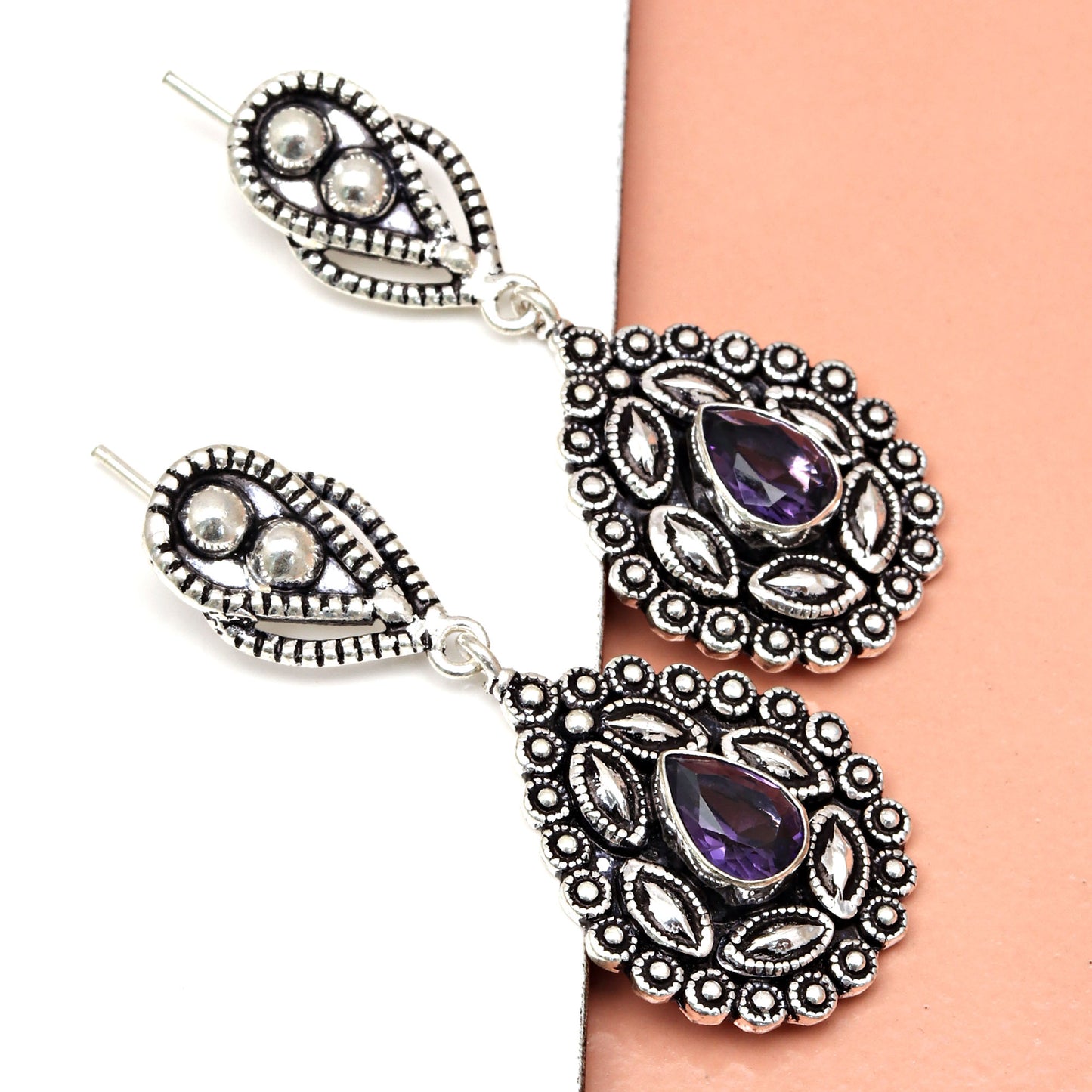 Amethyst Gemstones 925 Sterling Silver Earrings