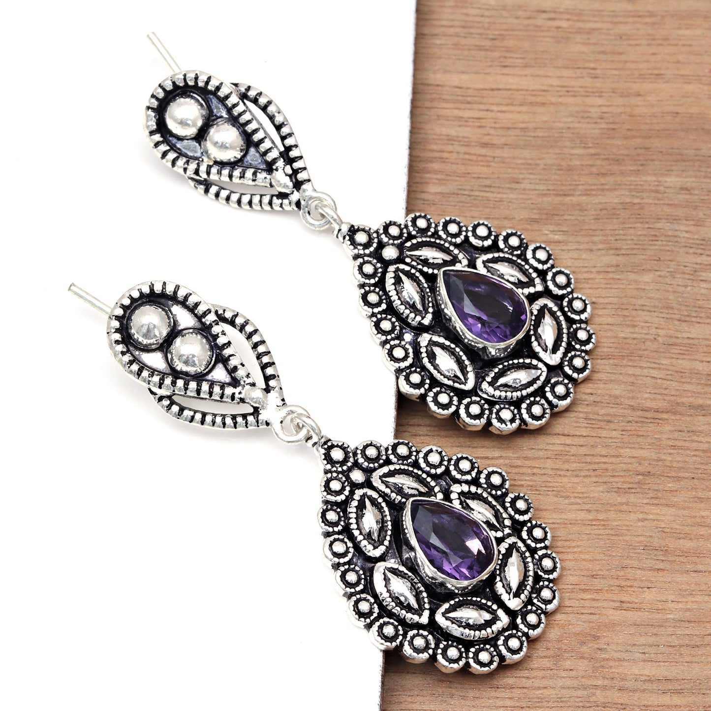 Amethyst Gemstones 925 Sterling Silver Earrings