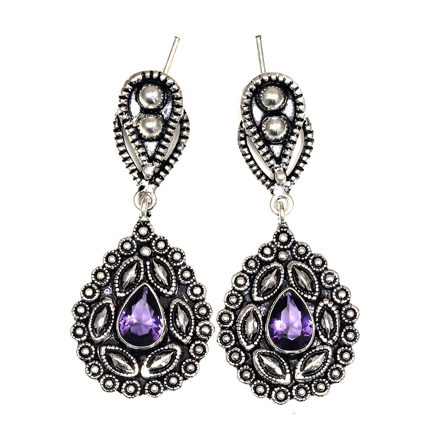 Amethyst Gemstones 925 Sterling Silver Earrings