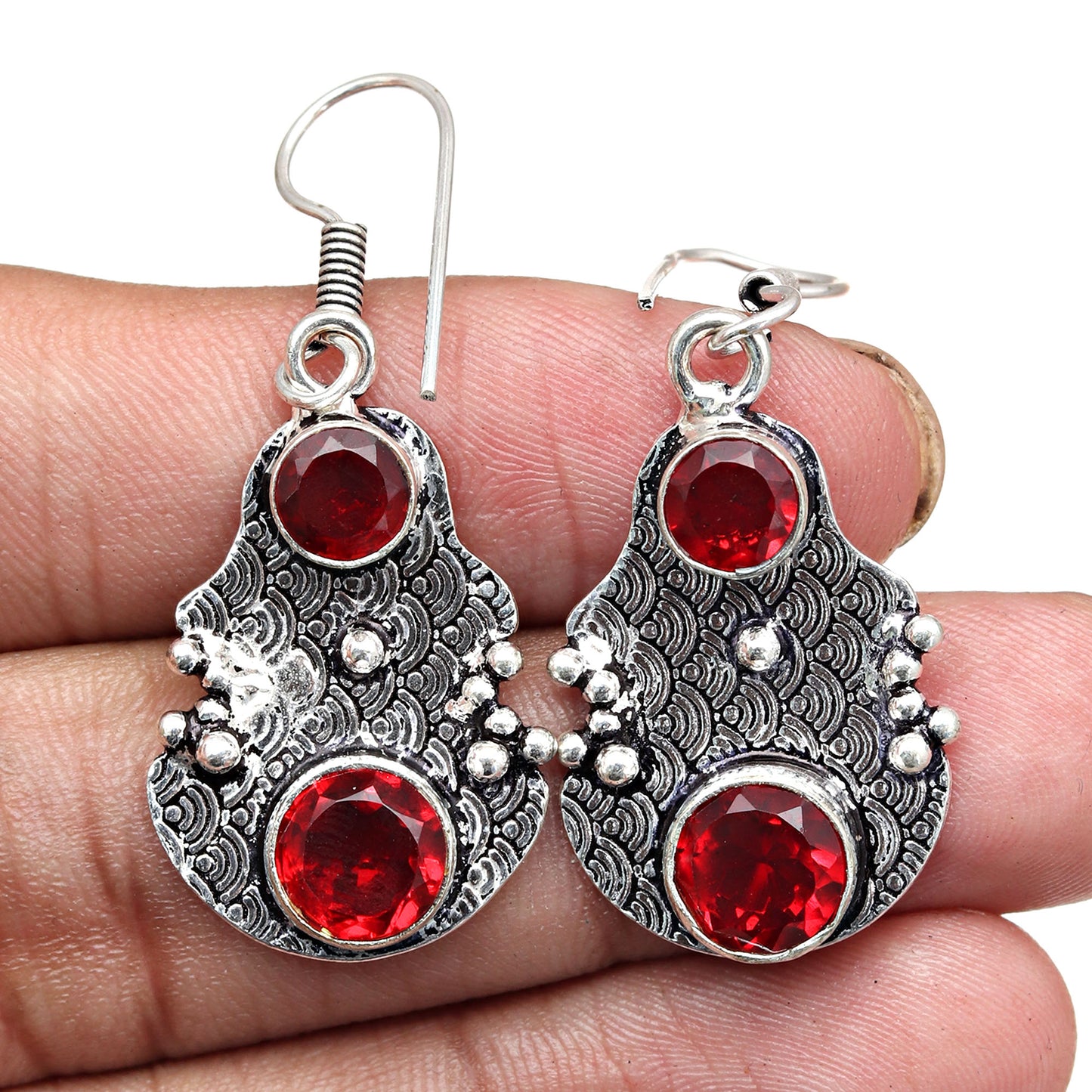 Red garnet Gemstone Women's Black Friday Silver Jewelry Earrings