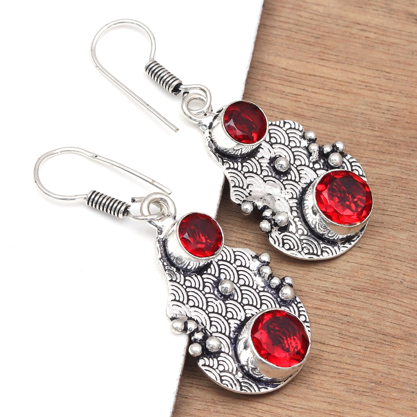 Red garnet Gemstone Women's Black Friday Silver Jewelry Earrings