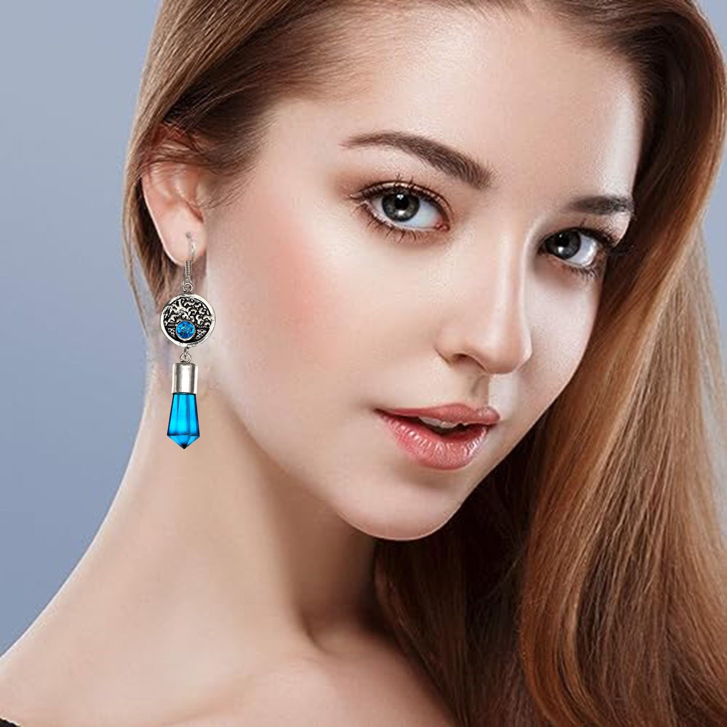 Swiss blue quartz Gemstones In 925 Sterling Silver Earrings With dangle Pandant