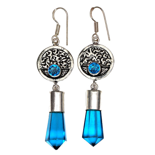 Swiss blue quartz Gemstones In 925 Sterling Silver Earrings With dangle Pandant