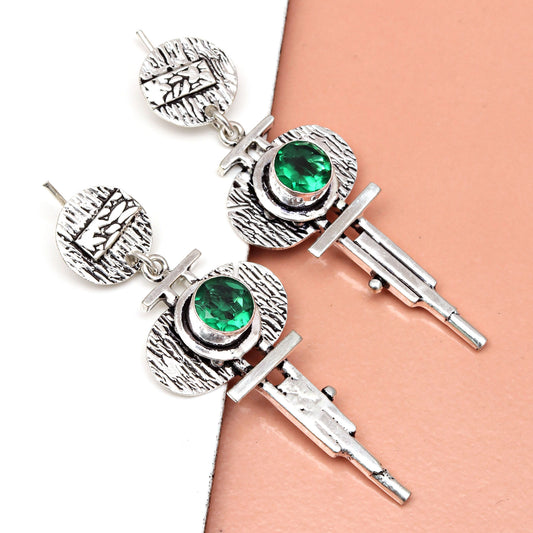 Natural Chrome diopside Earring In 925 Sterling Silver Gemstone