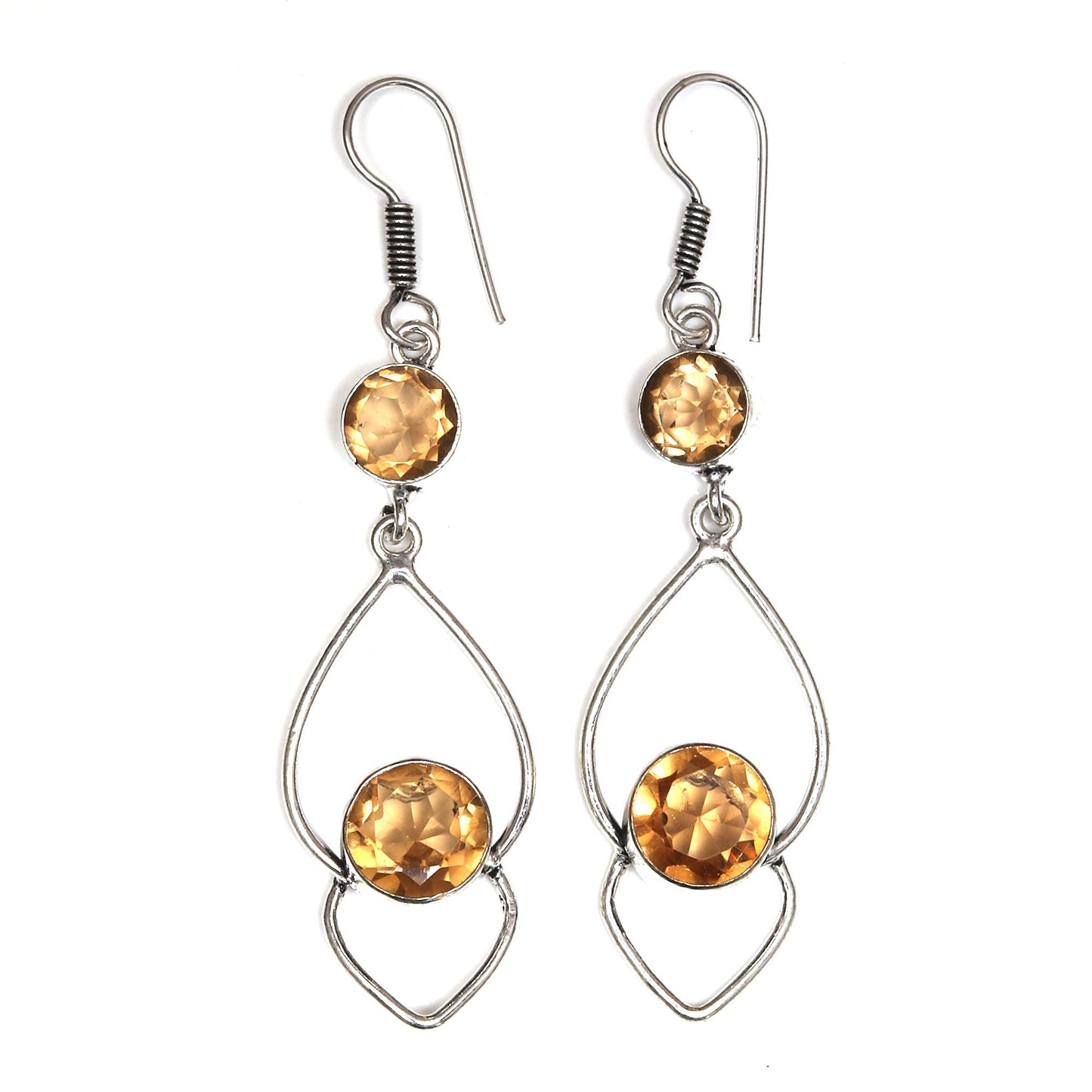 Citrine Earrings In 925 Sterling Silver